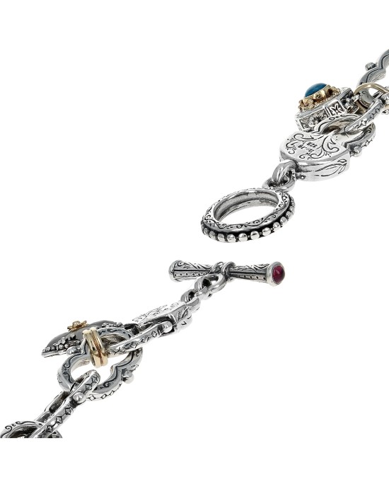 Konstantino Kleos 8 Link Charm Bracelet in Silver and Gold